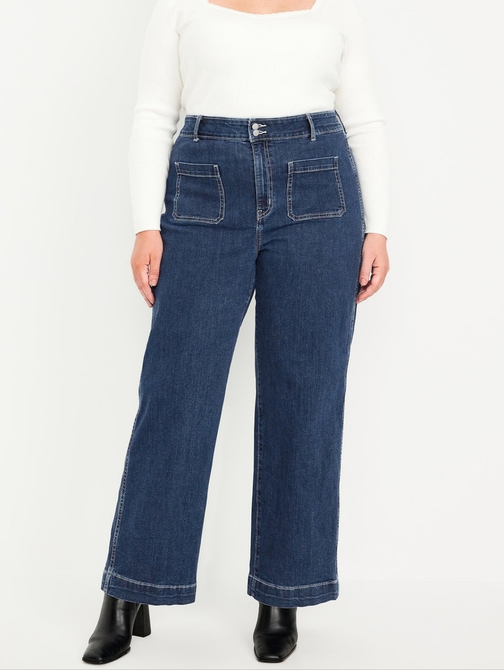 30 Plus • Old Navy • Dark Blue Wide-Leg High-Rise Jeans